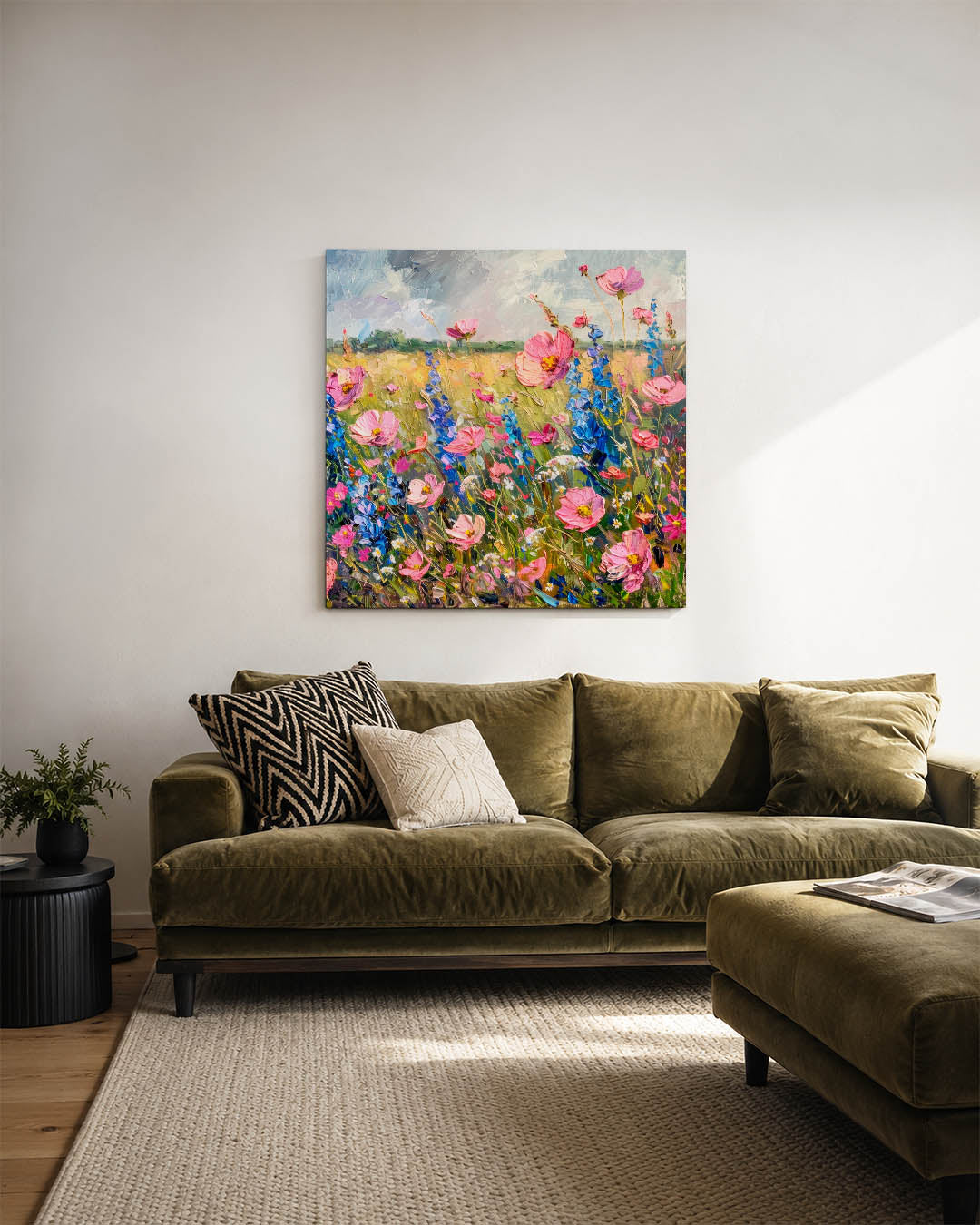 Bloemenweide schilderij Kunstwerk