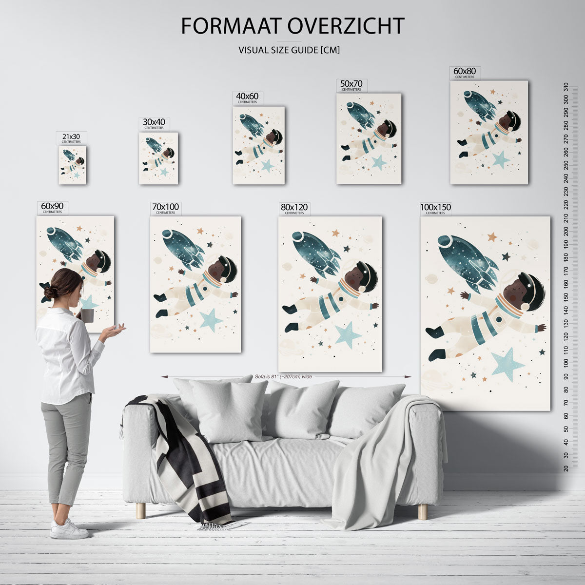 Astronaut en raket Poster
