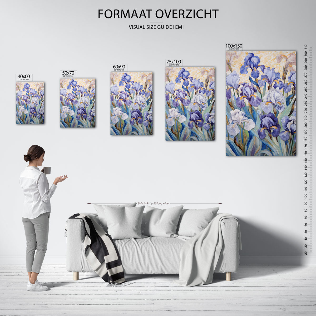 Bloemrijke irissen Kunstwerk