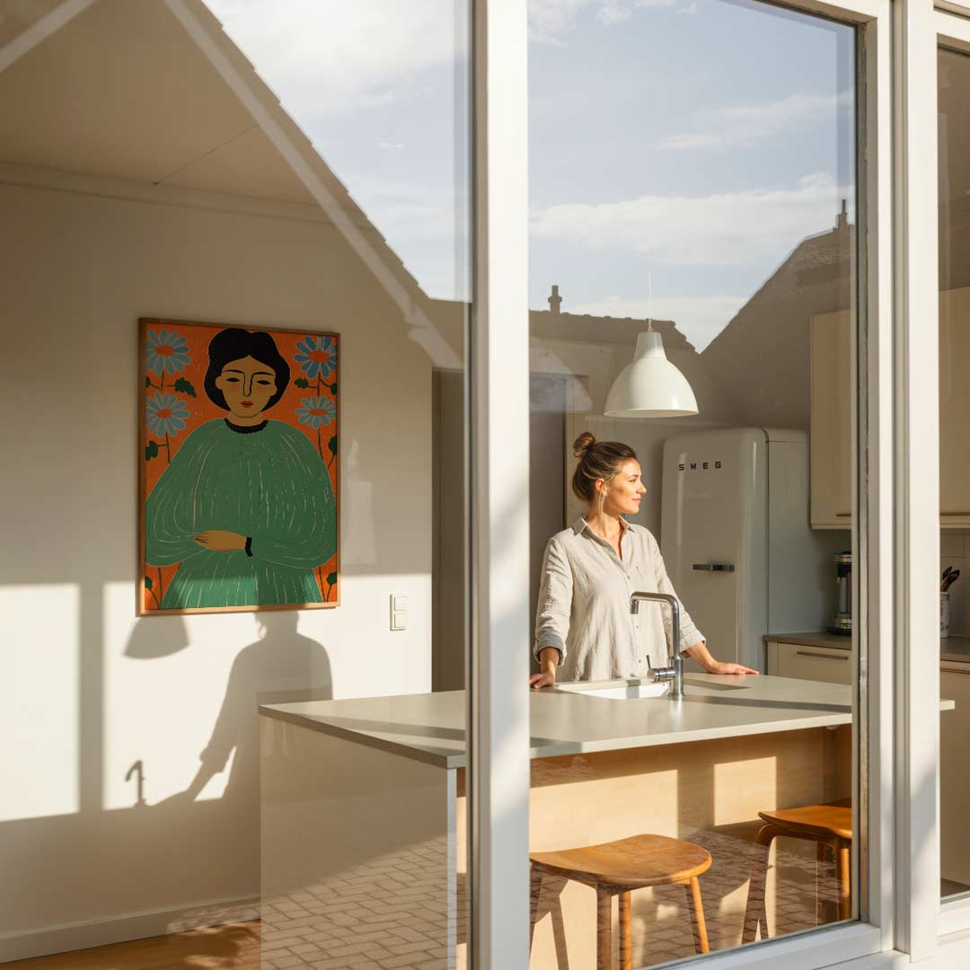 Vrouwelijke Expressie in Bloemen Poster-WallArtistic