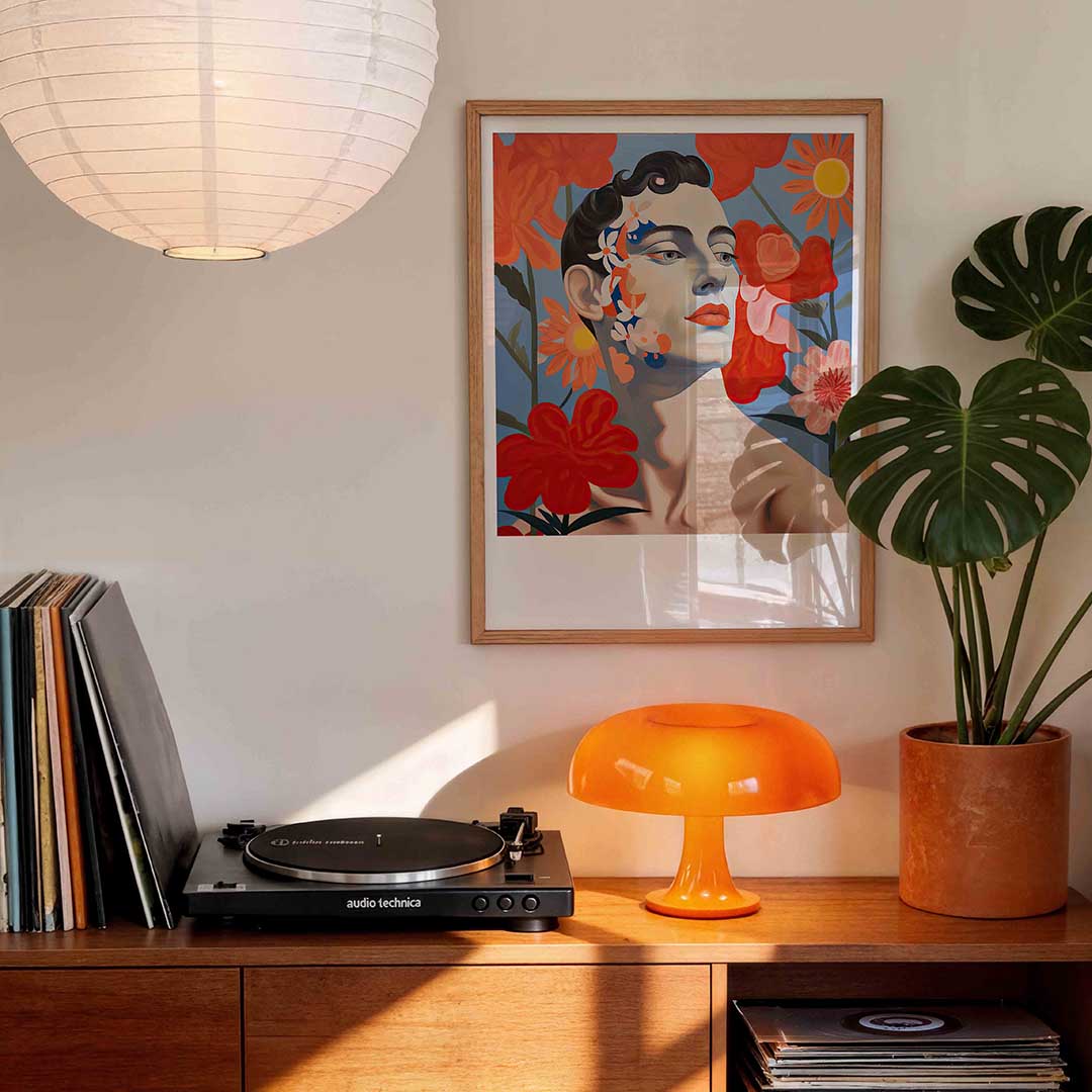 Portret met bloemen Poster