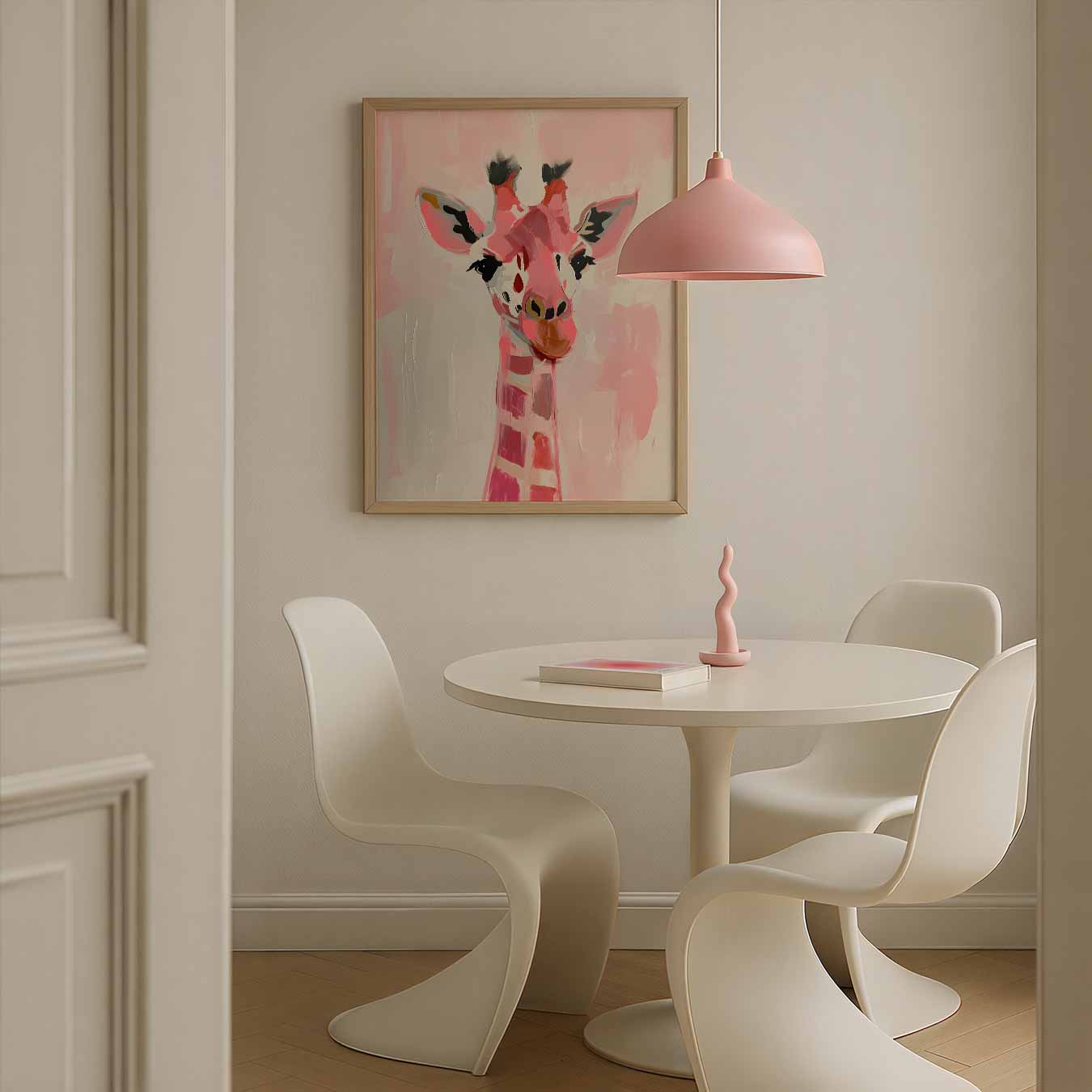 Speelse Roze Giraf Poster-WallArtistic