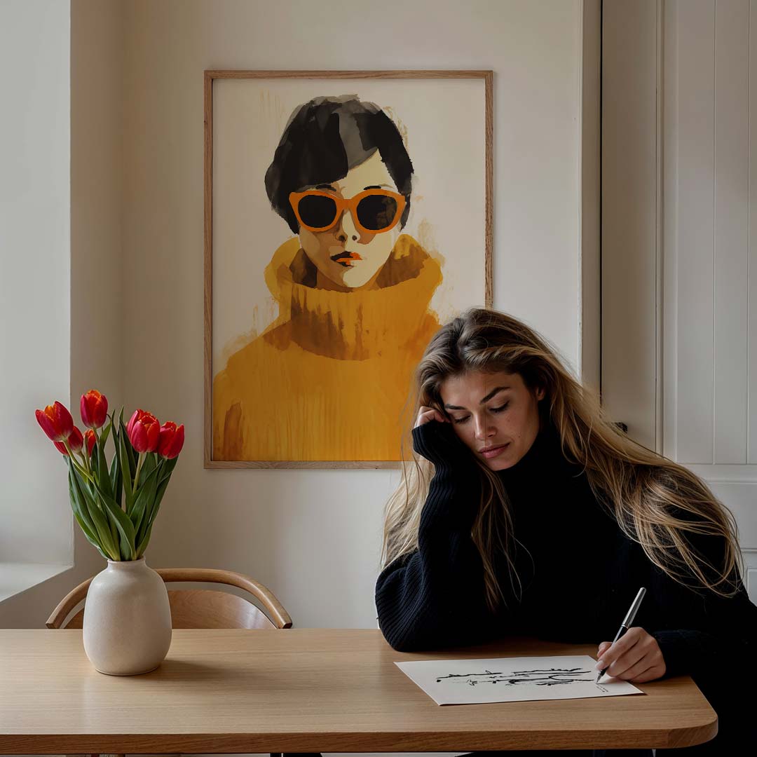 Stijlvolle Fashionista in Zonlicht Poster-WallArtistic