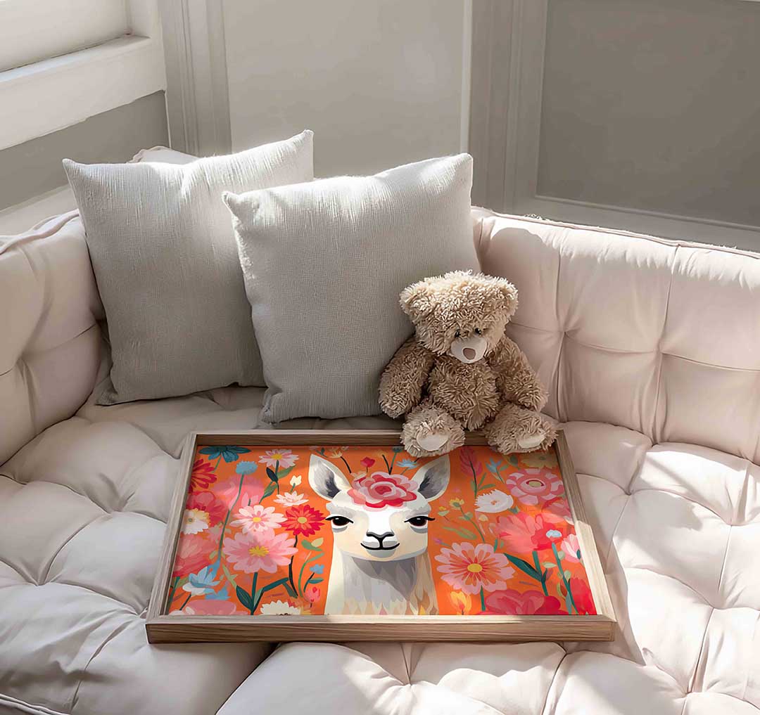 Lama en bloemen Poster