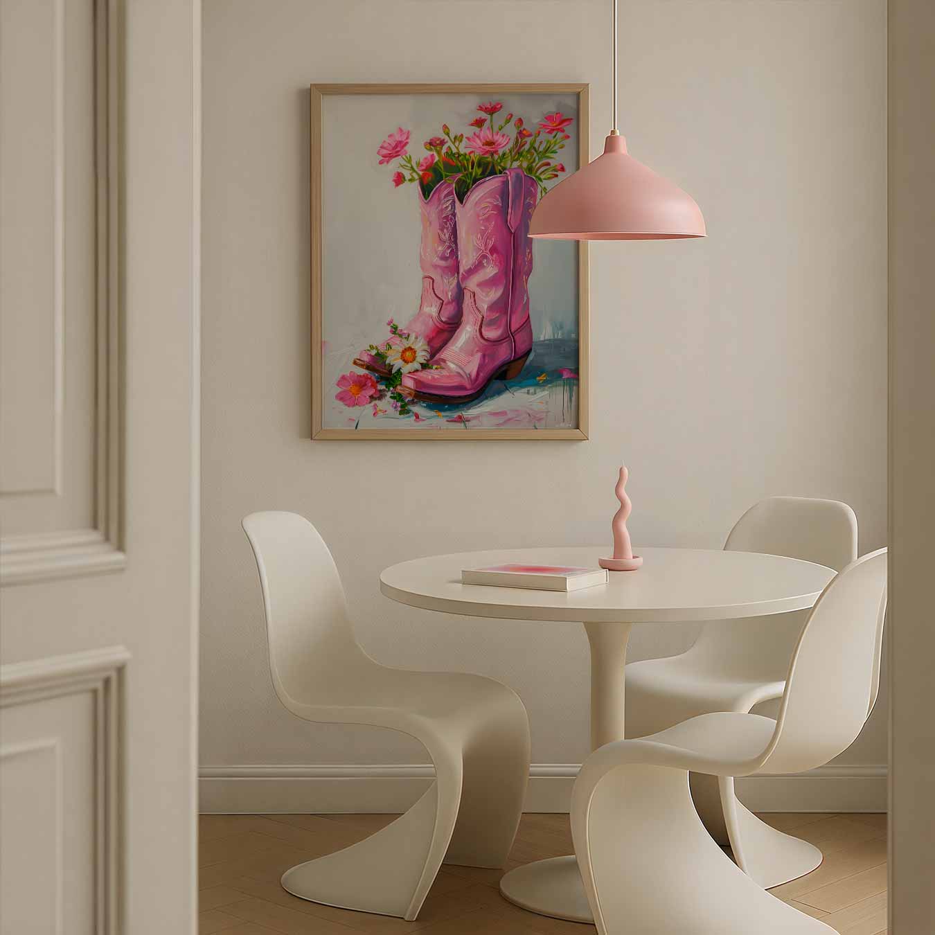 Roze Cowboylaars Bloemenpracht Poster-WallArtistic