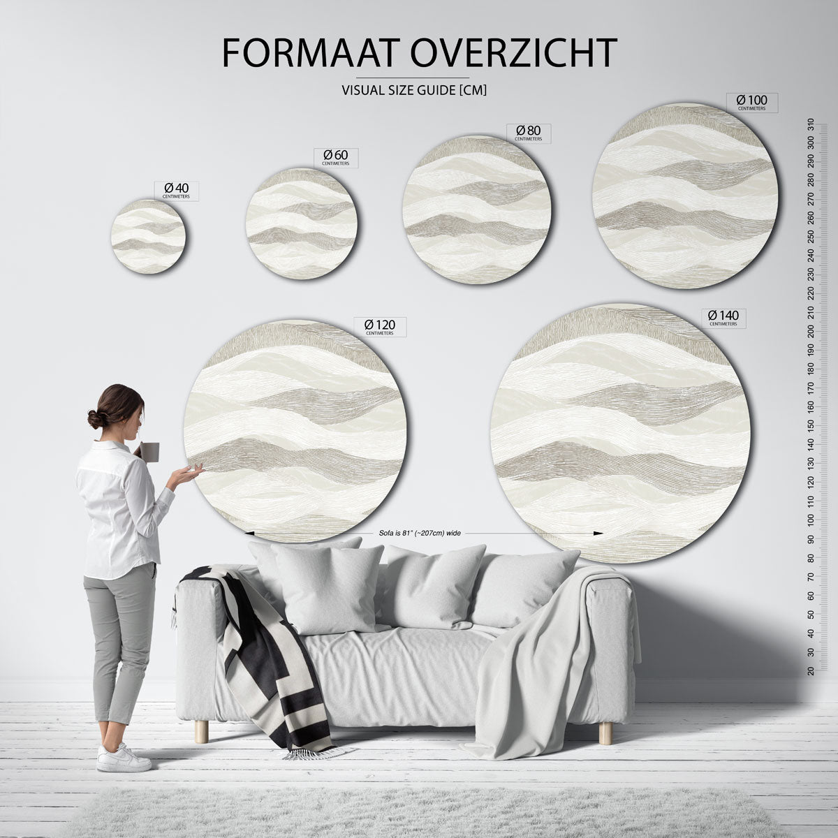 Golvende lijnen Muurcirkel