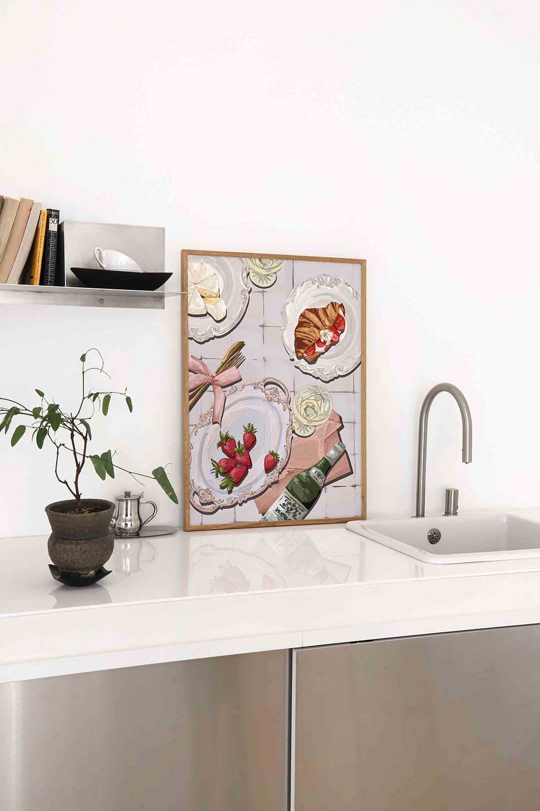 Ontbijt met aardbeien Poster
