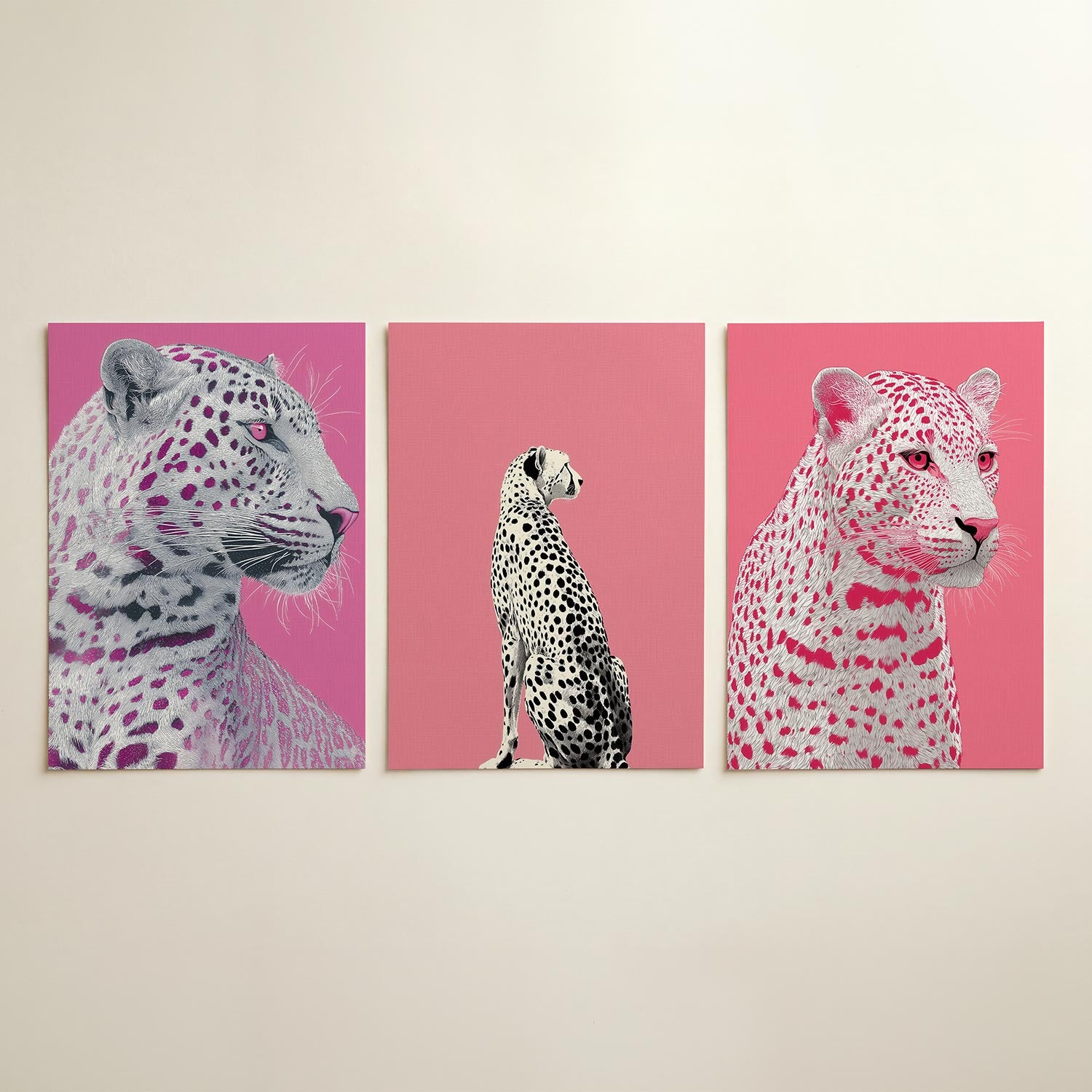 Roze luipaard portret Posterset