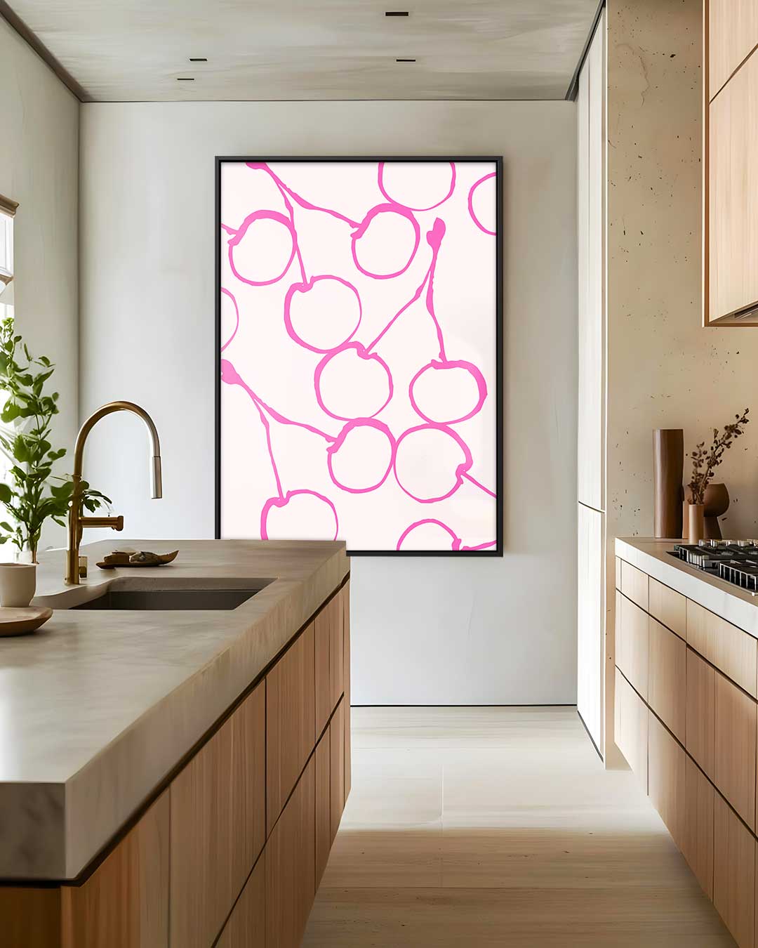 Speelse Kersen Illustratie Kunstwerk-canvas-dibond-plexiglas-wanddecoratie-WallArtistic