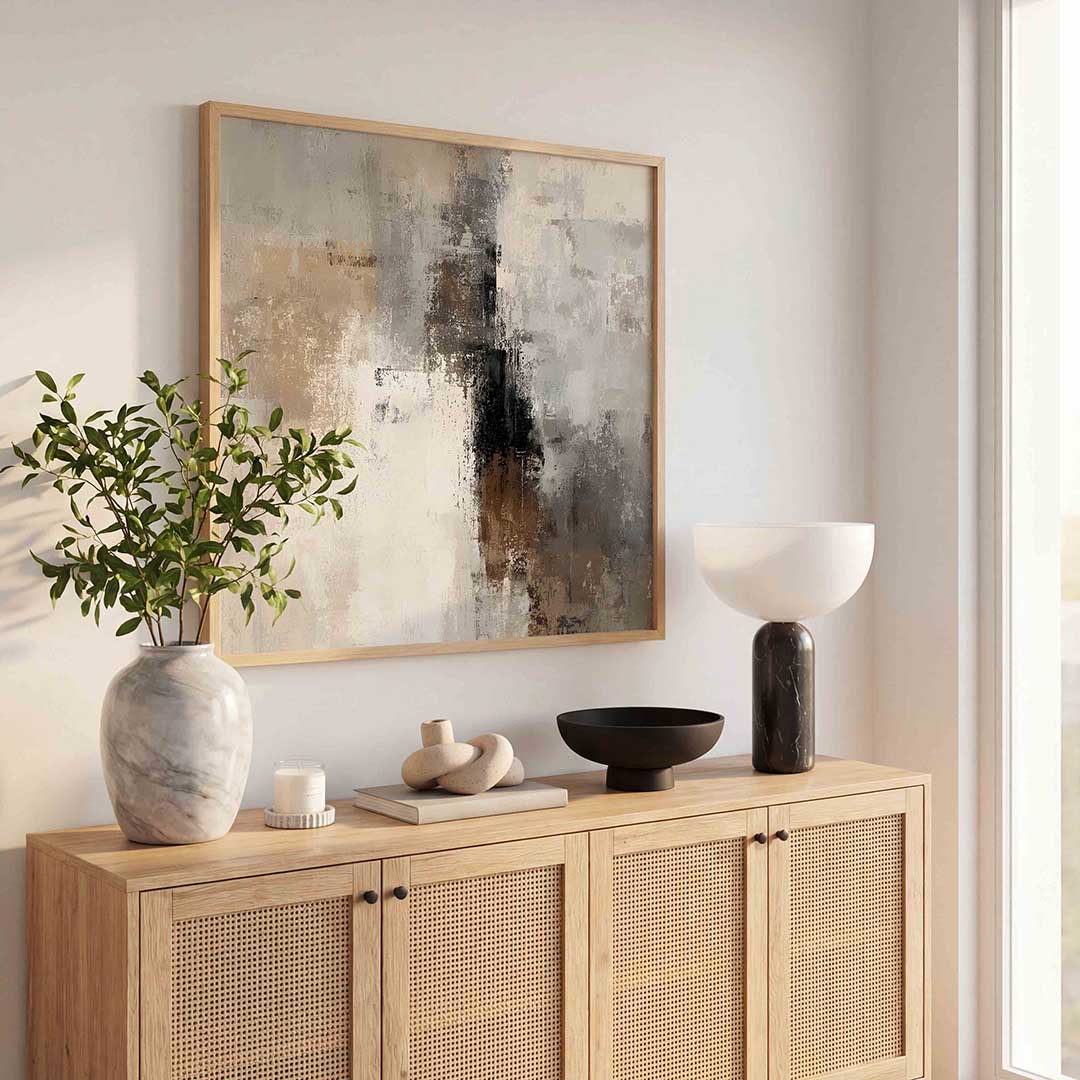 Abstracte beige en grijze Poster