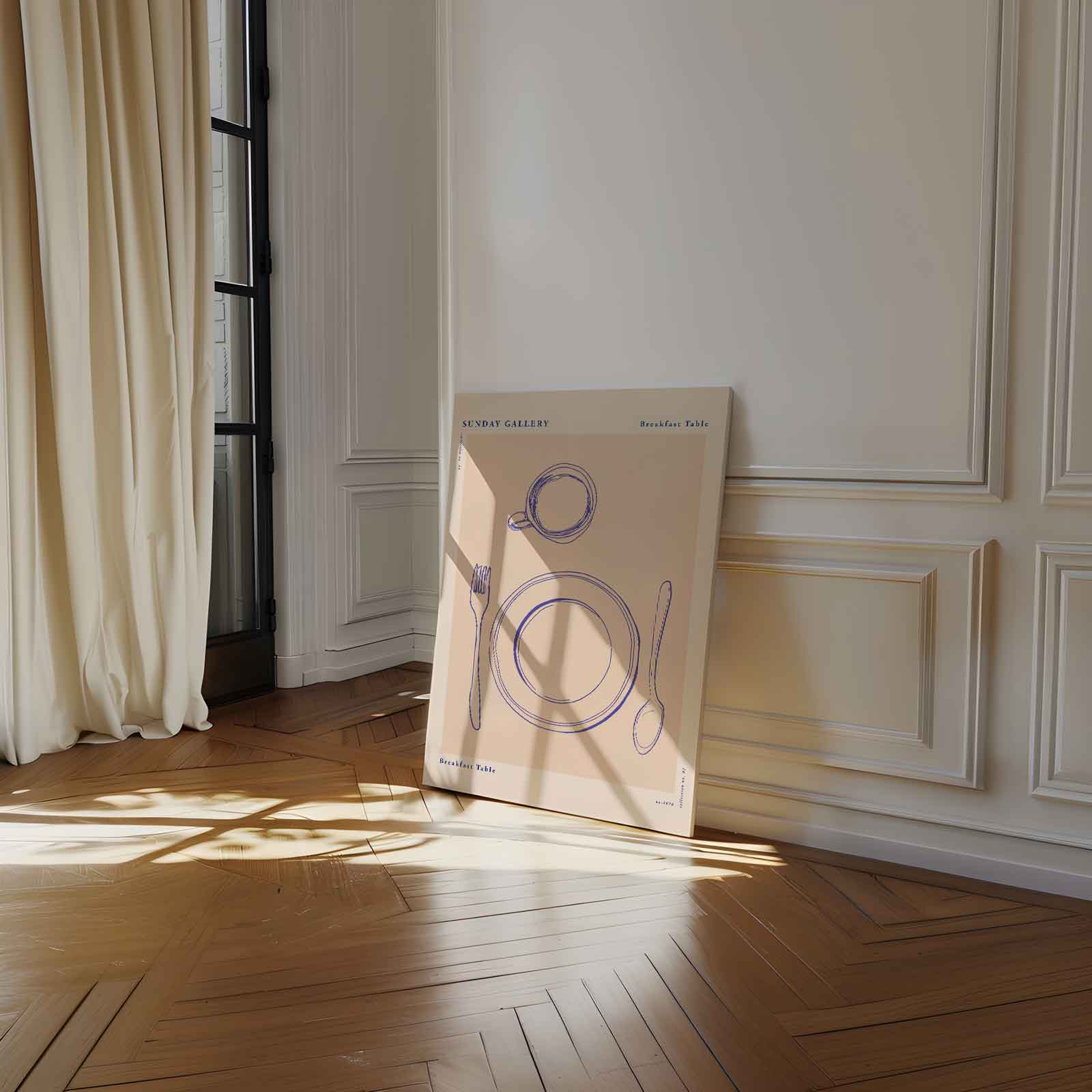 Ontbijttafel Illustratie Kunstwerk-canvas-dibond-plexiglas-wanddecoratie-WallArtistic