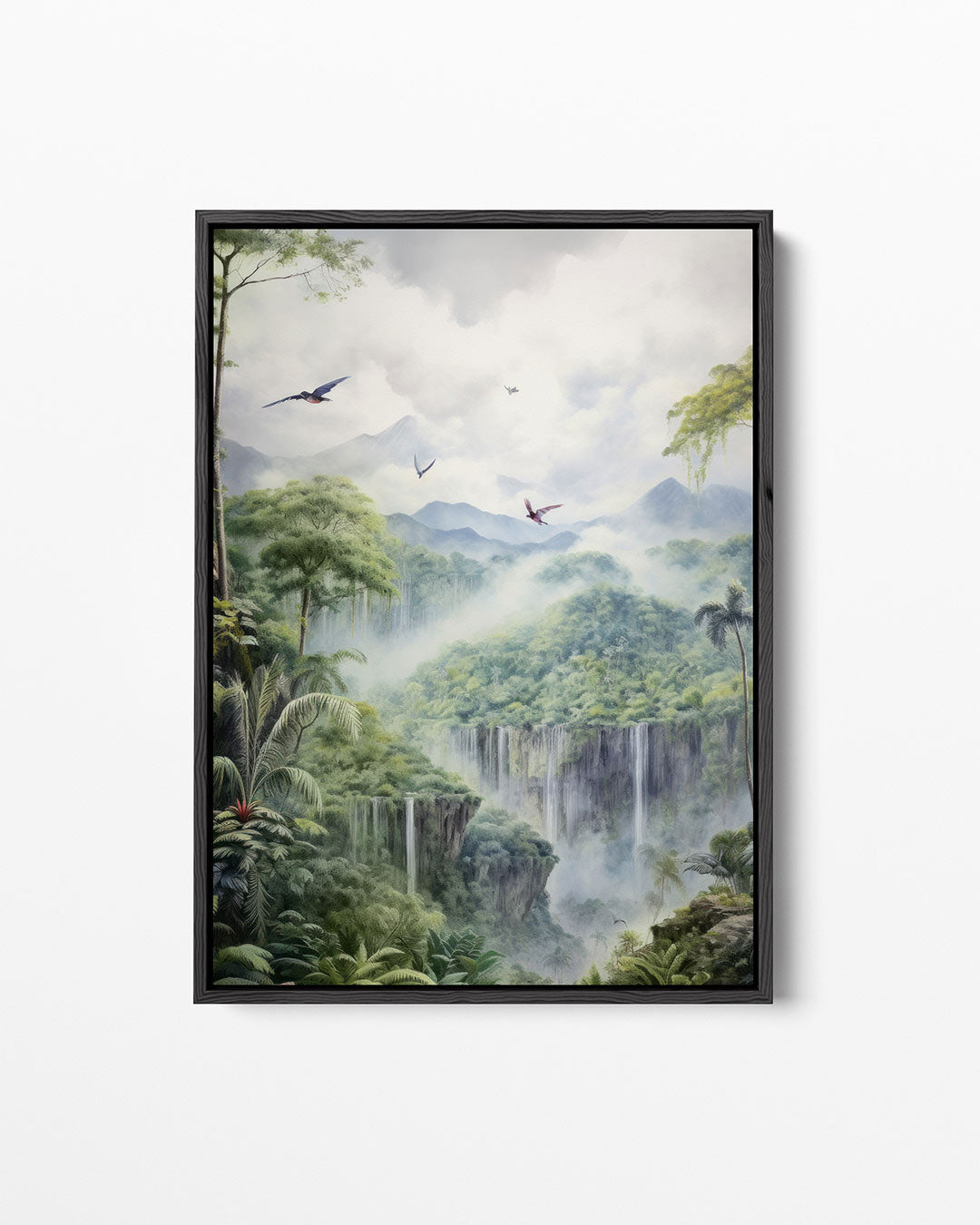 Vogels in weelderig landschap Kunstwerk