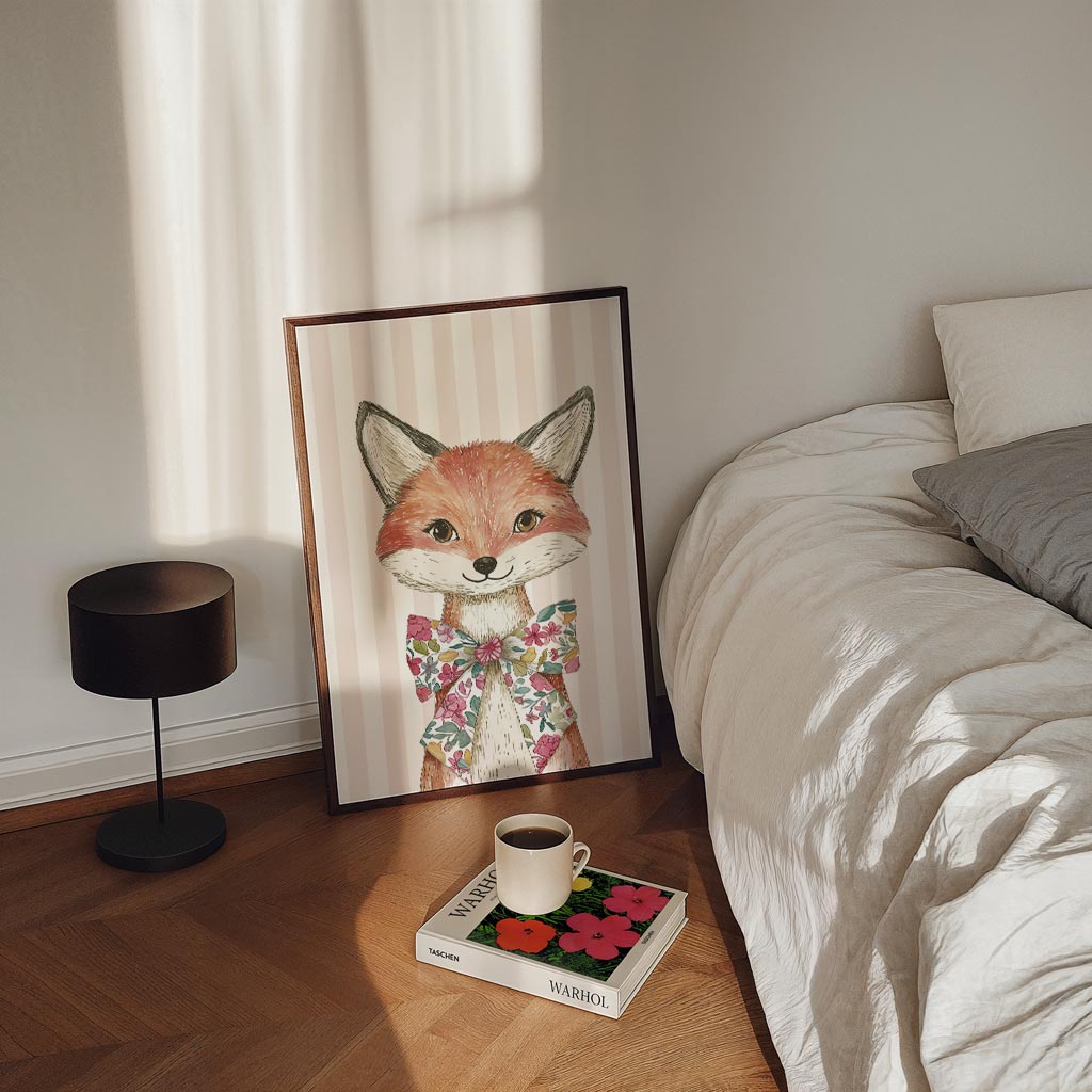 Vrolijke Vos Met Strik Poster-WallArtistic