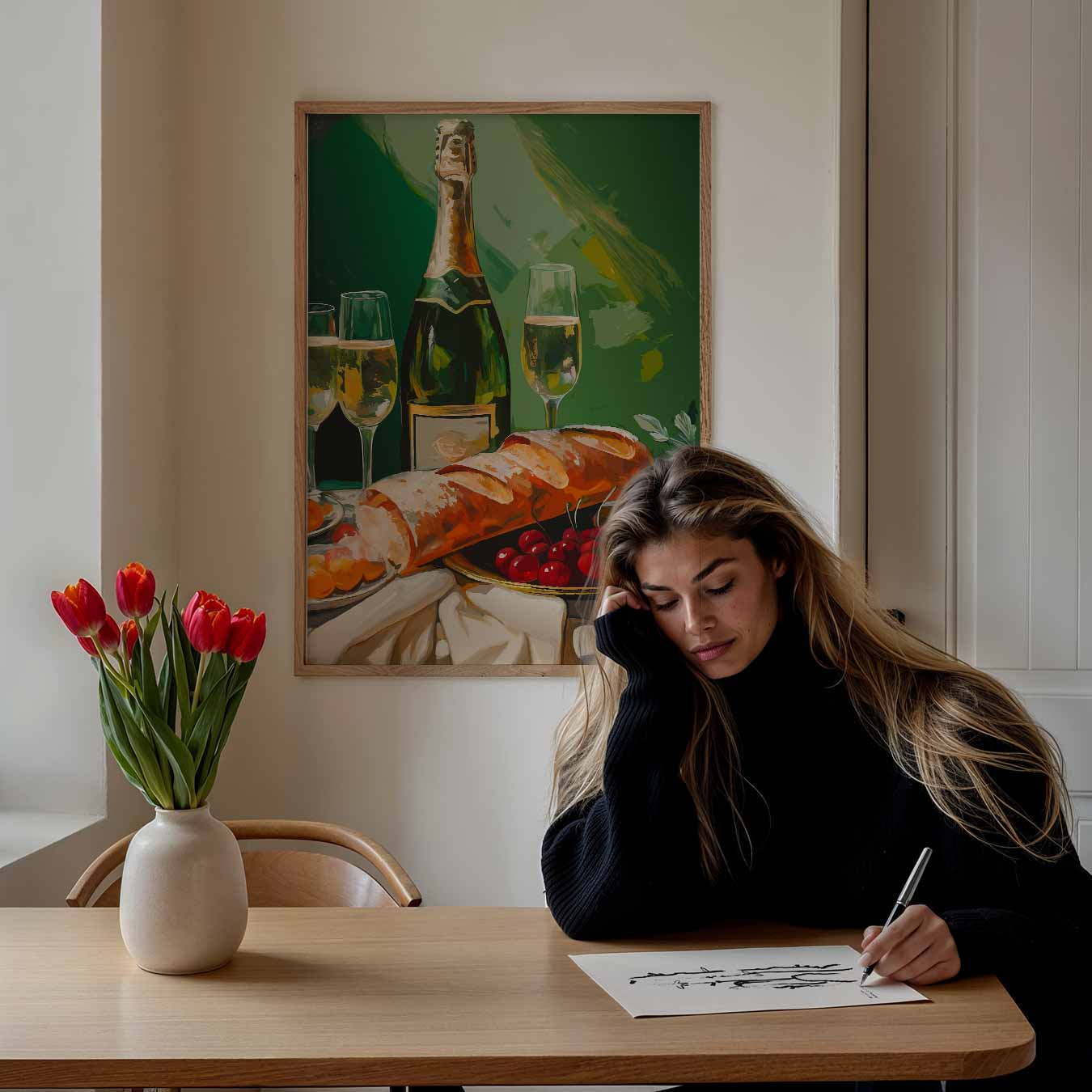 Luxe Champagne en Fruit Print Poster-WallArtistic