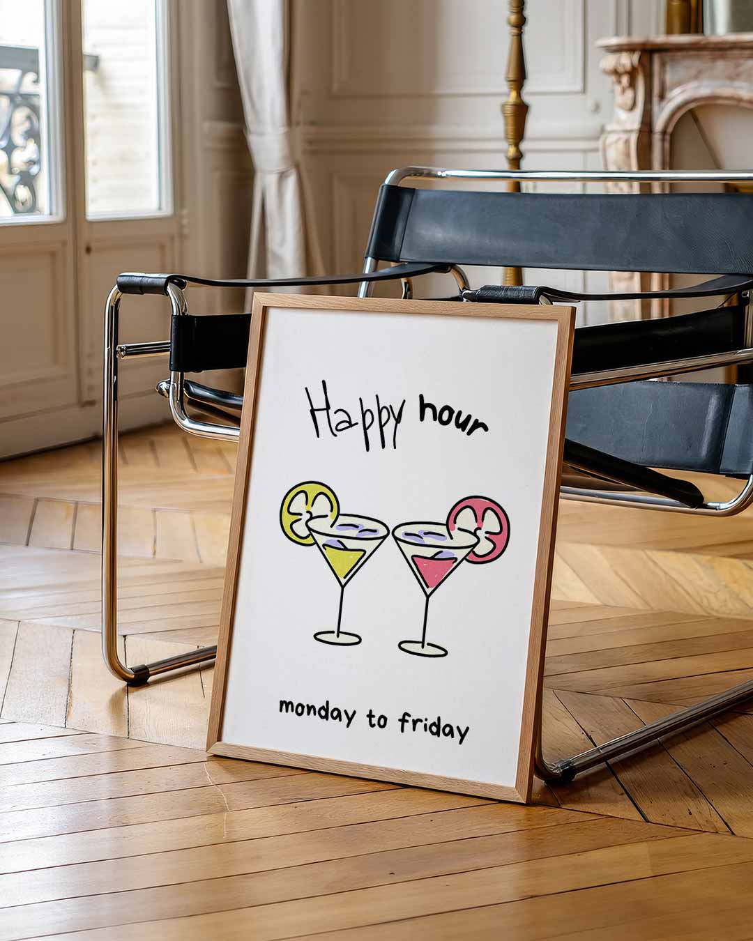 Happy Hour Cocktail Poster-WallArtistic