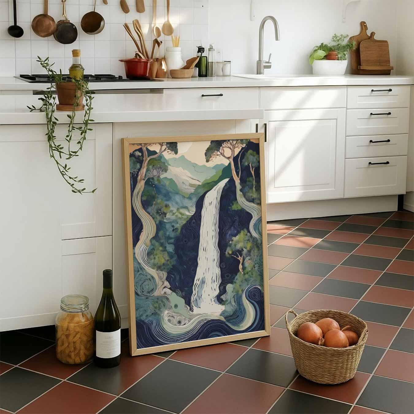 Dromerige Waterval Sprookjesbos Poster-WallArtistic