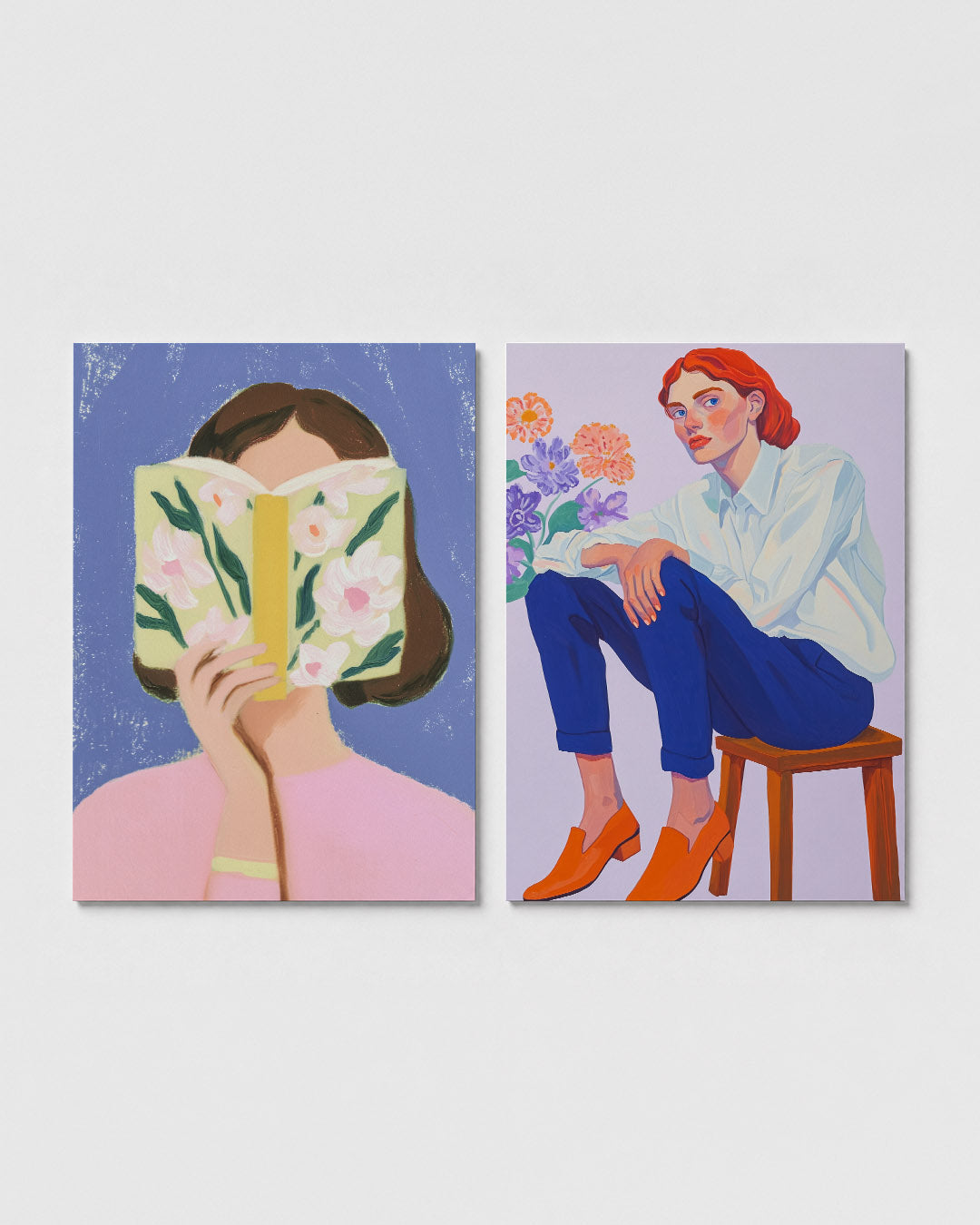 Bloemen en lezen Posterset