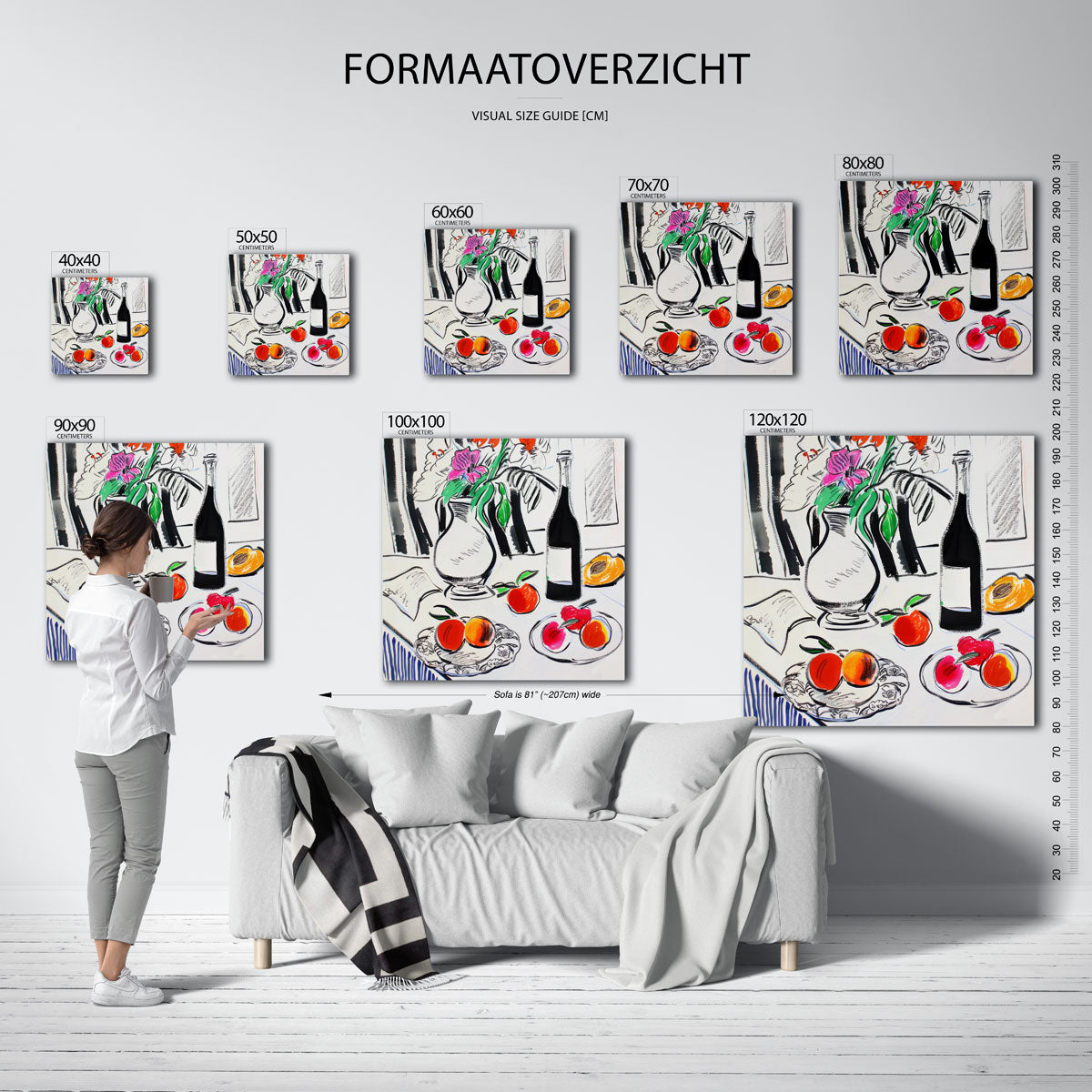 Stilleven met fruit en bloemen Poster