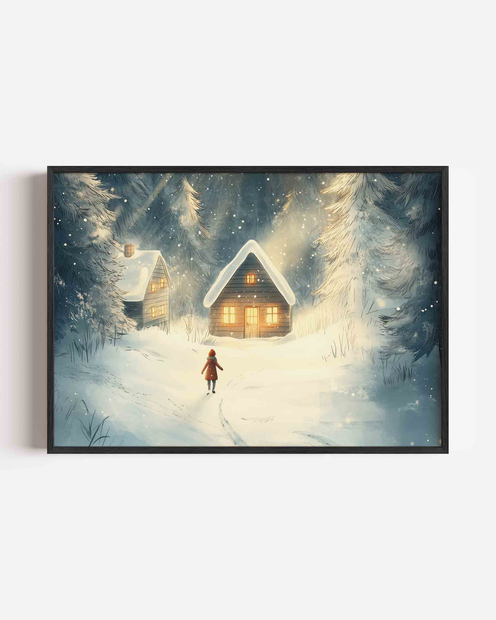 Winterlandschap met huisjes Poster