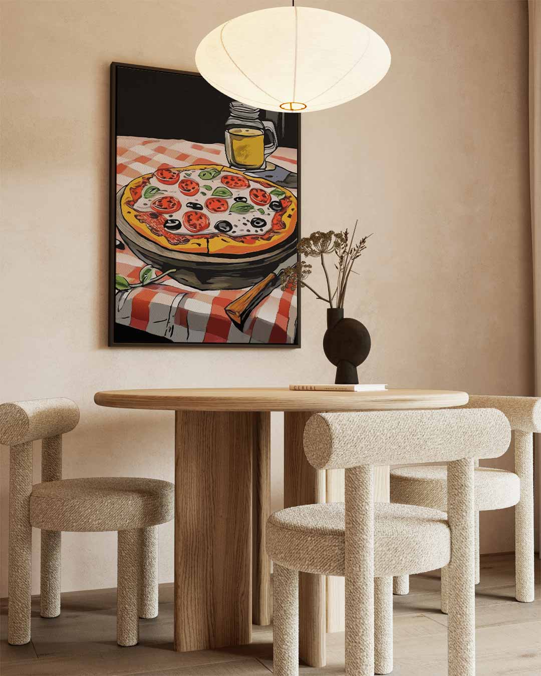 Pizza en Bier Avond Kunstwerk-canvas-dibond-plexiglas-wanddecoratie-WallArtistic