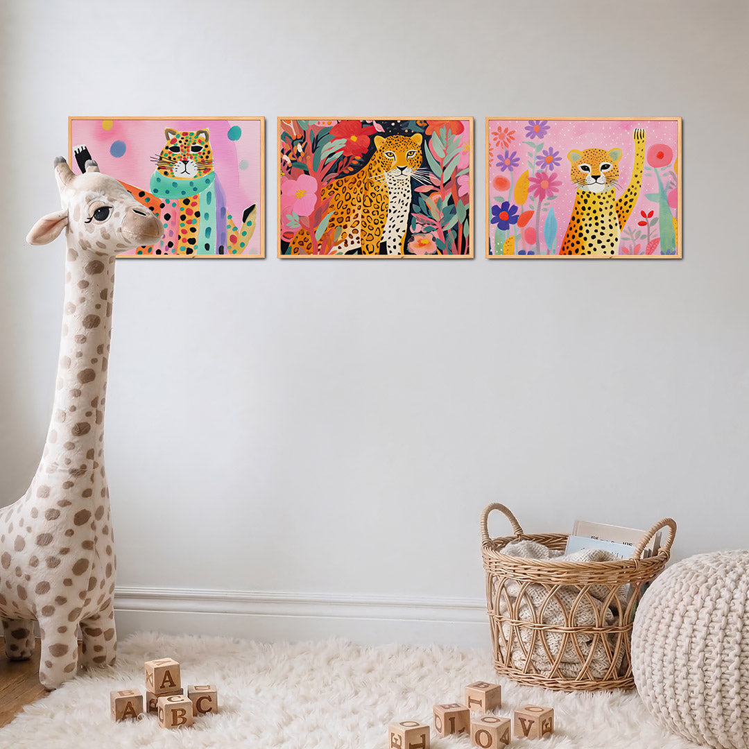 Vrolijke kleurenkat Posterset