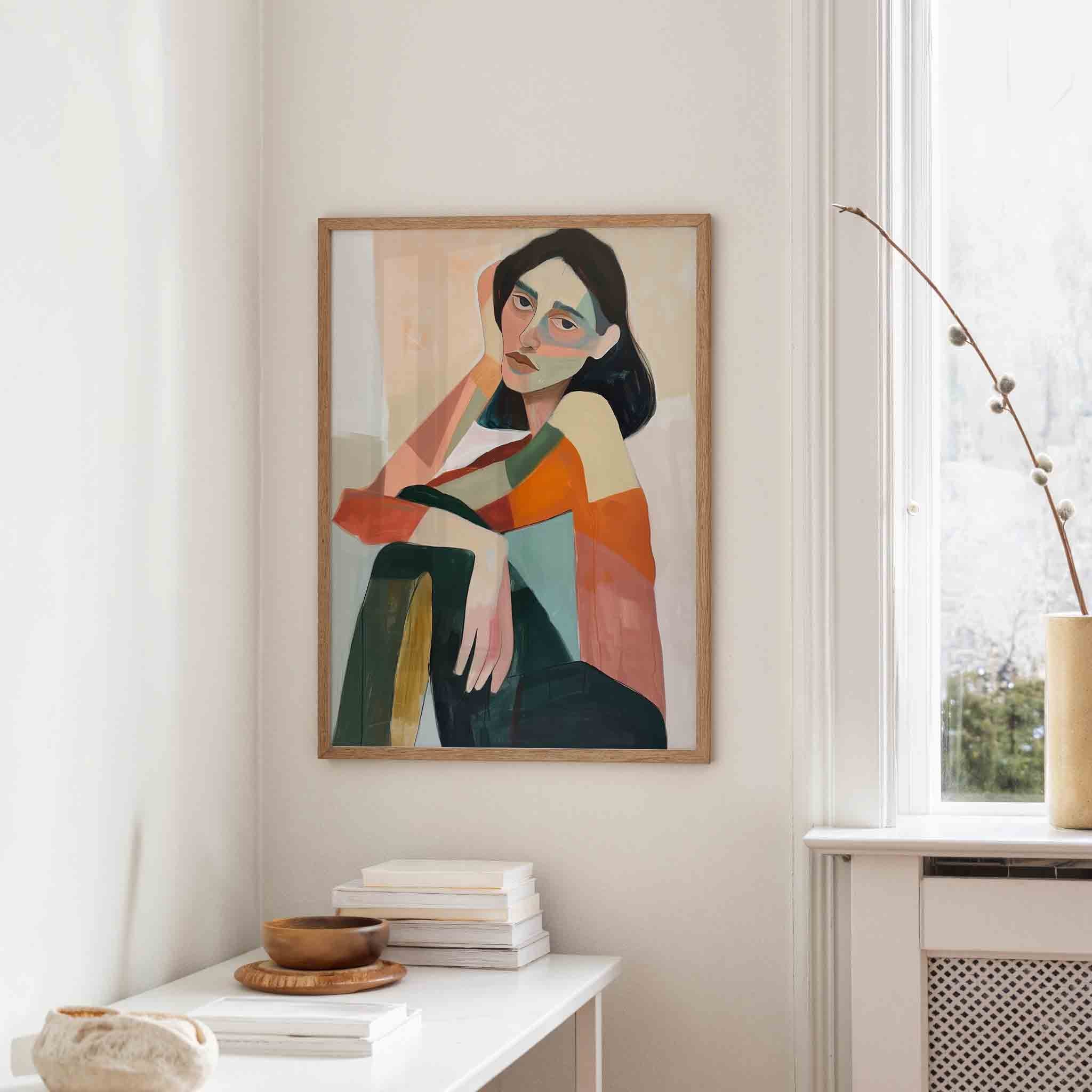 Vrouwelijk portret in abstracte vormen Poster