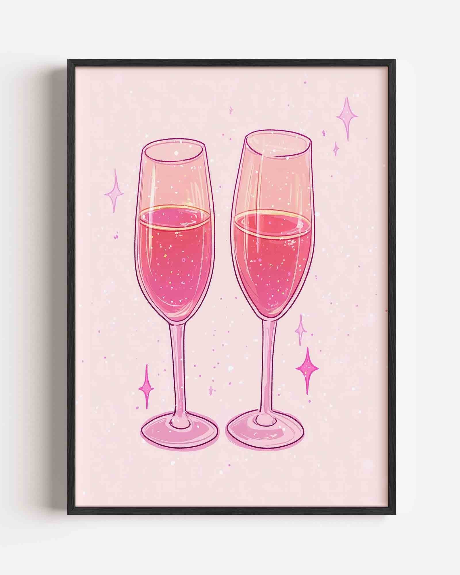 Twee glazen met roze drank Poster
