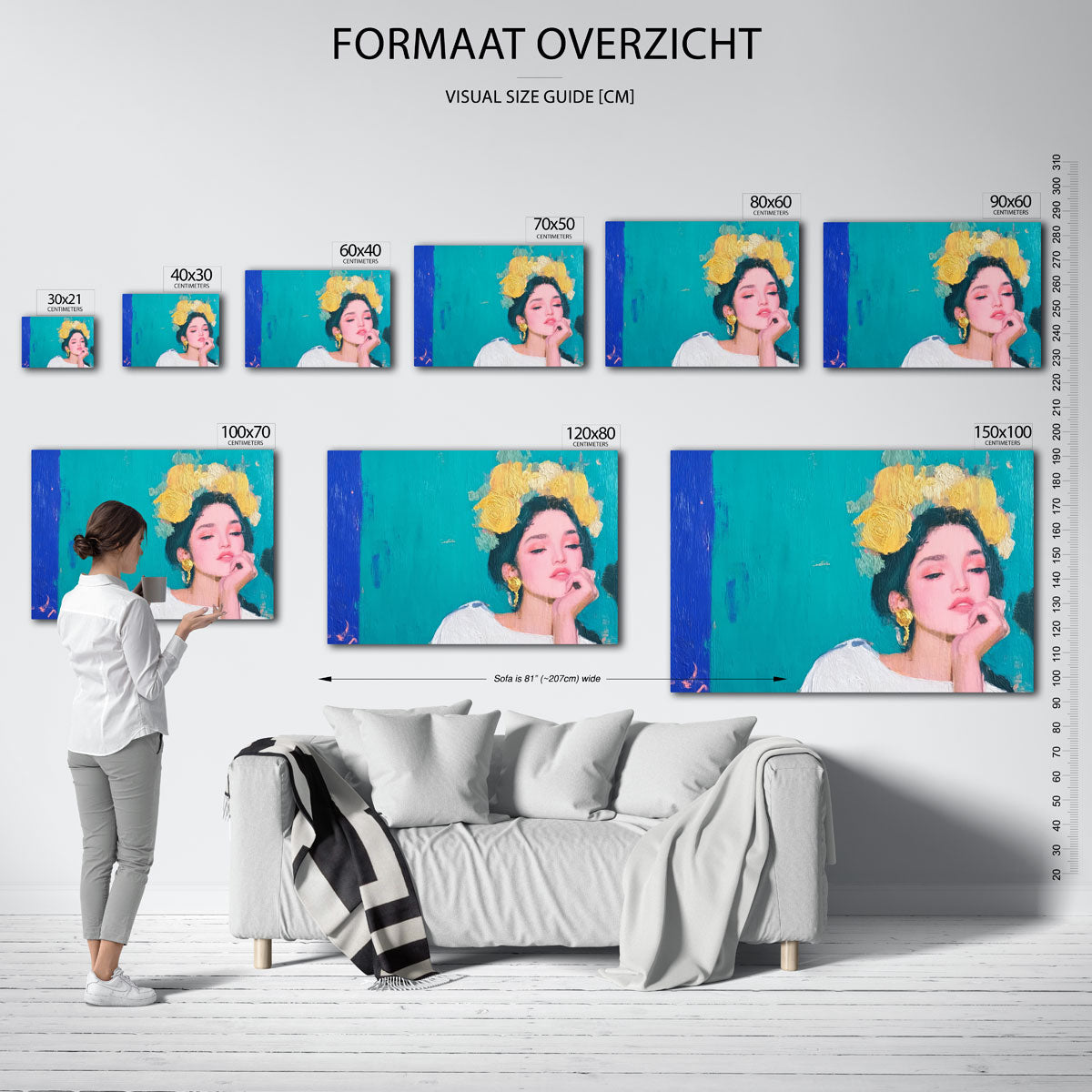 Vrouw met gele bloemen Poster