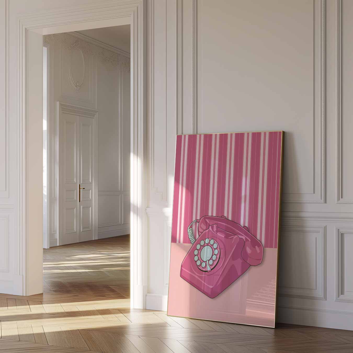 Retro Roze Telefoon Poster-WallArtistic