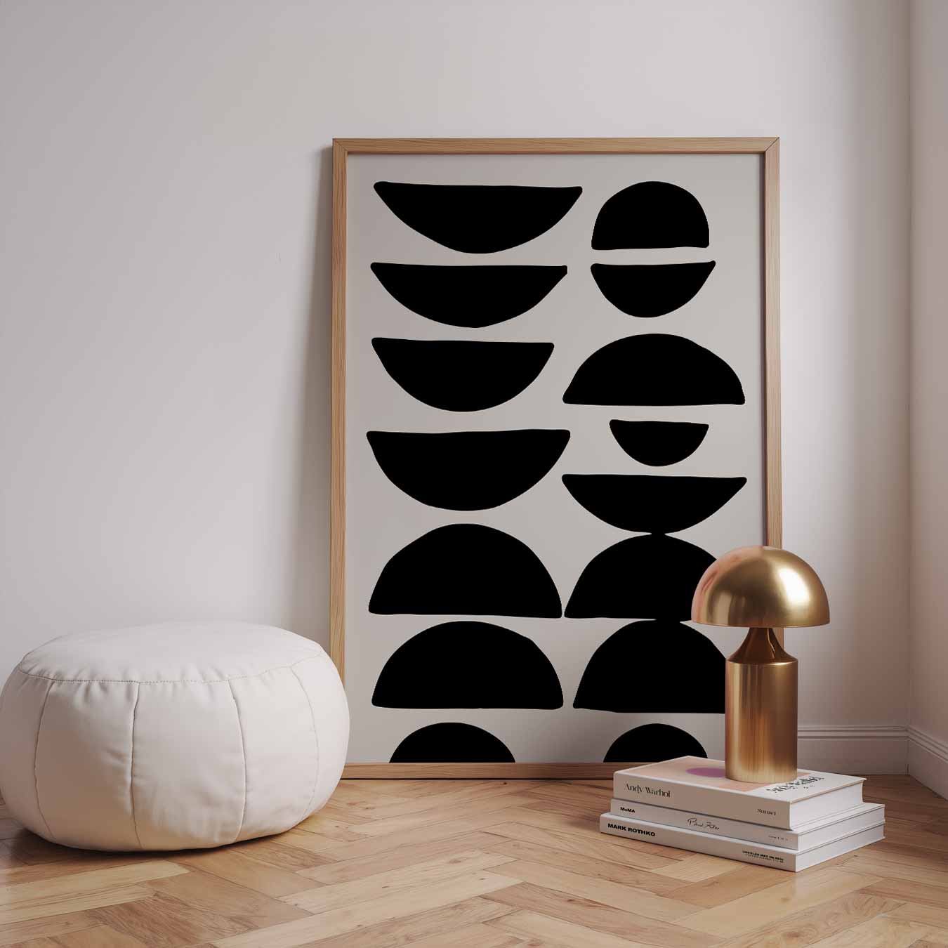 Moderne Zwart-wit Abstracte Kunstposter-WallArtistic