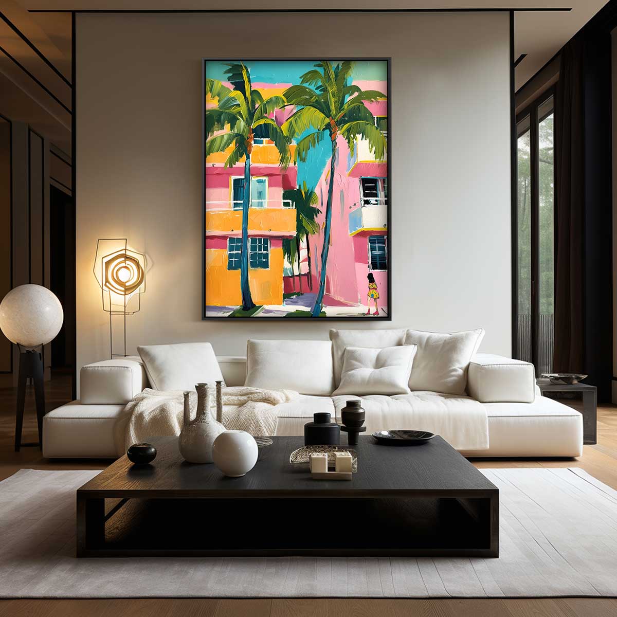 Zonnige Tropenstad Kunstwerk-canvas-dibond-plexiglas-wanddecoratie-WallArtistic