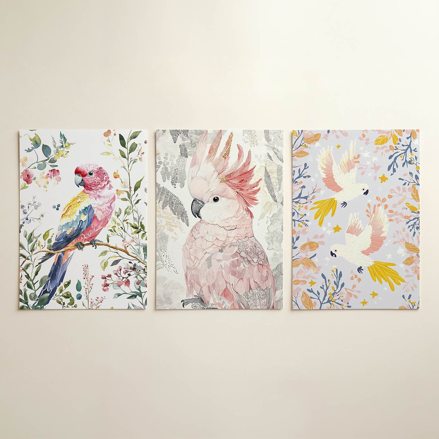 Vogel en bloemen Posterset