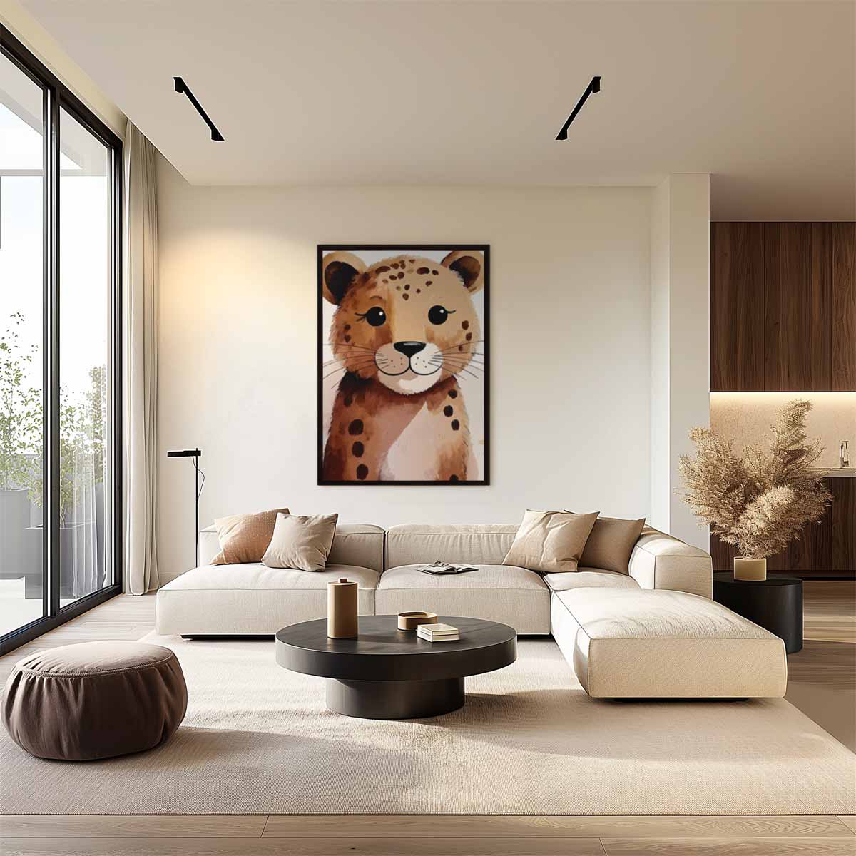 Schattige Luipaard Illustratie Kunstwerk-canvas-dibond-plexiglas-wanddecoratie-WallArtistic