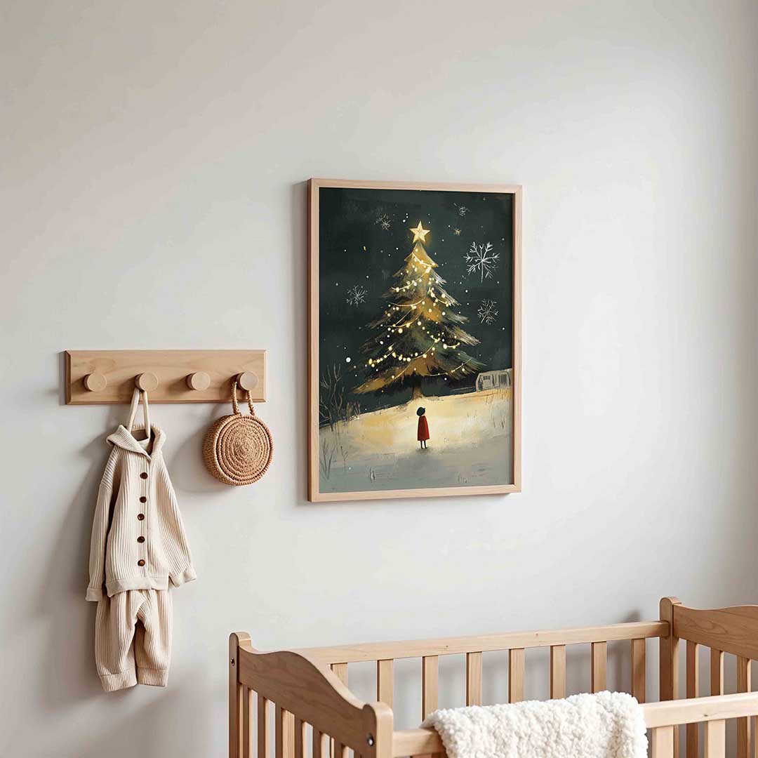 Kerstboom met kind Poster