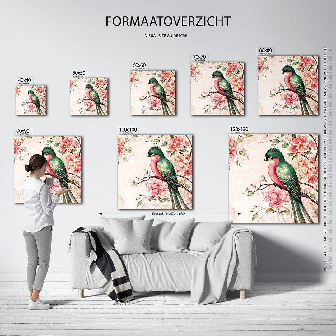 Vogel en bloemen Kunstwerk