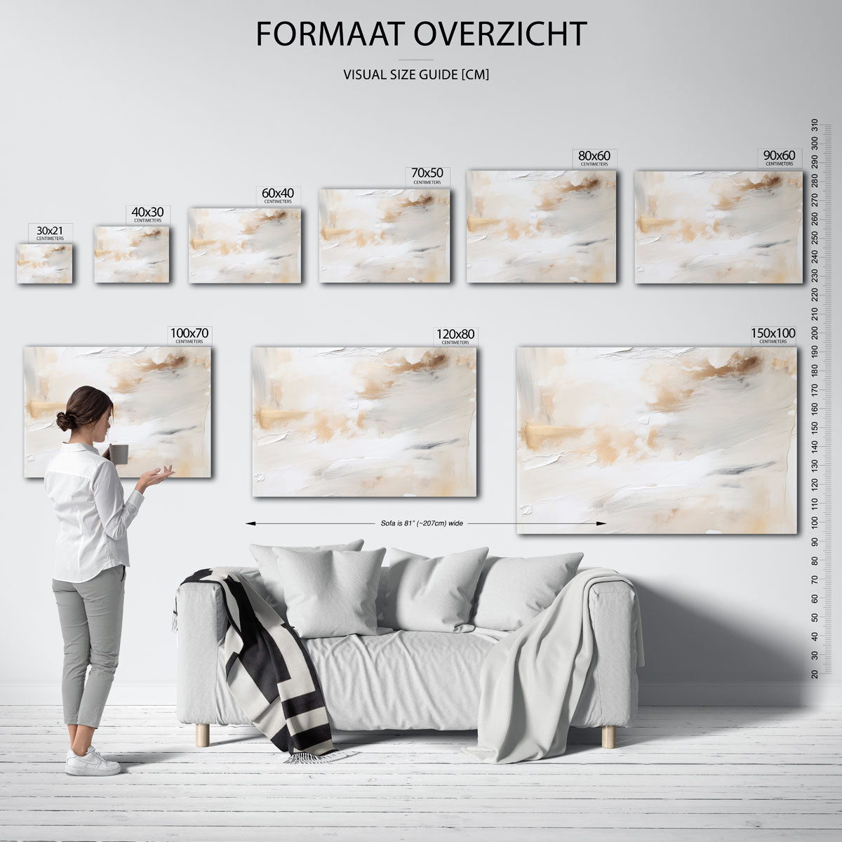 Abstracte beige en witte Poster