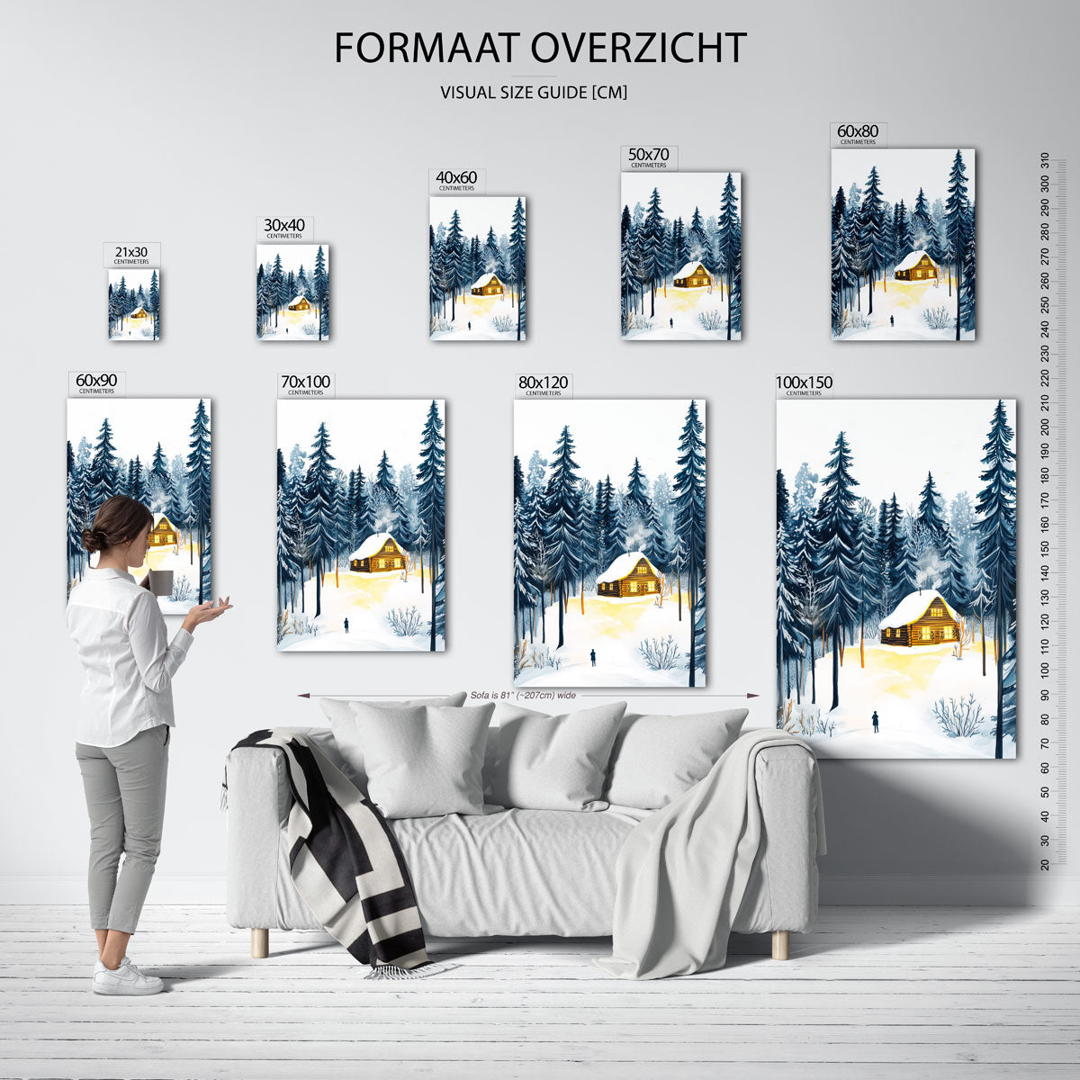 Winterlandschap met huis Poster