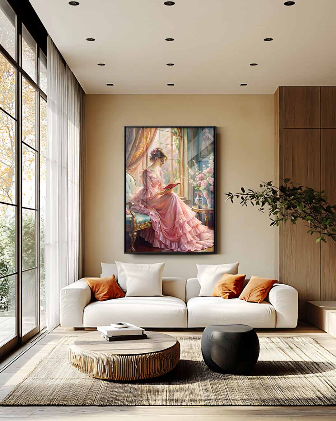 Romantische Lezer bij het Raam Kunstwerk-canvas-dibond-plexiglas-wanddecoratie-WallArtistic