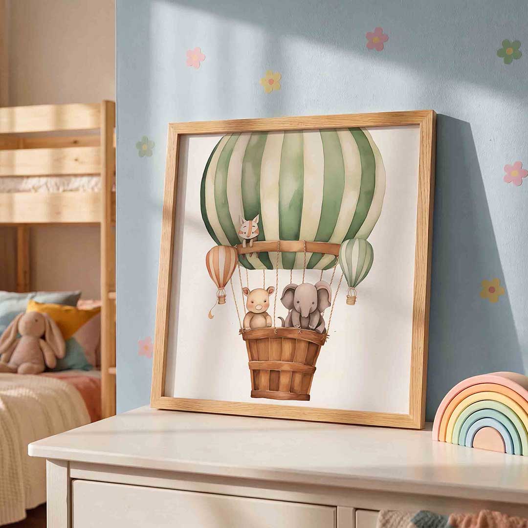 Dieren in luchtballon Poster