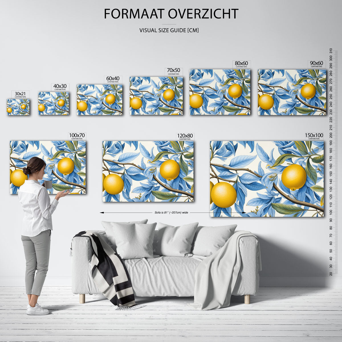 Citroenen en blauwe bladeren Poster
