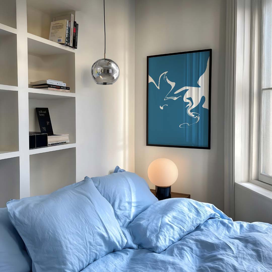 Mystieke Blauw-Zwarte Abstracte Poster-WallArtistic
