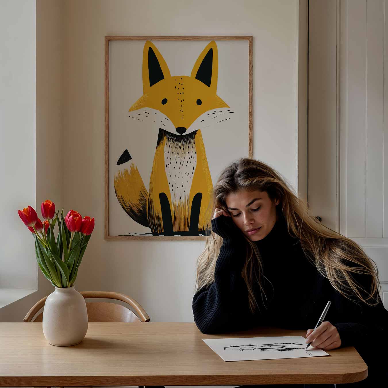 Schattige Vos Illustratie Poster-WallArtistic