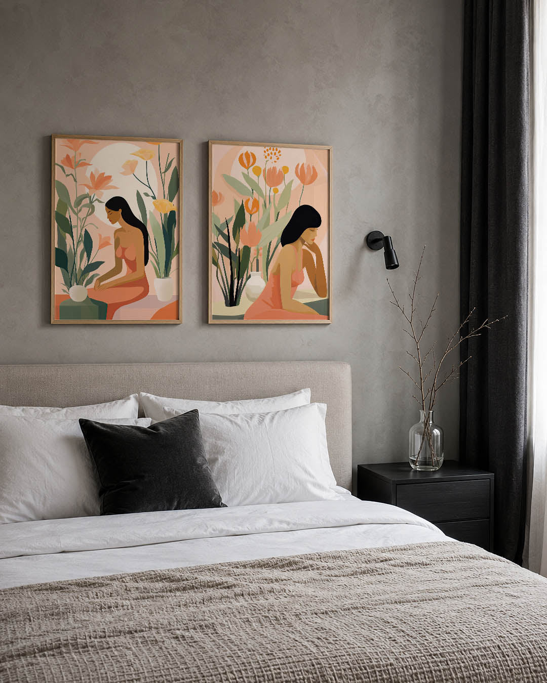 Vrouw en bloemen Posterset