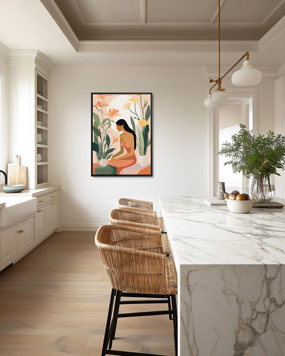 Vrouw met bloemen Kunstwerk