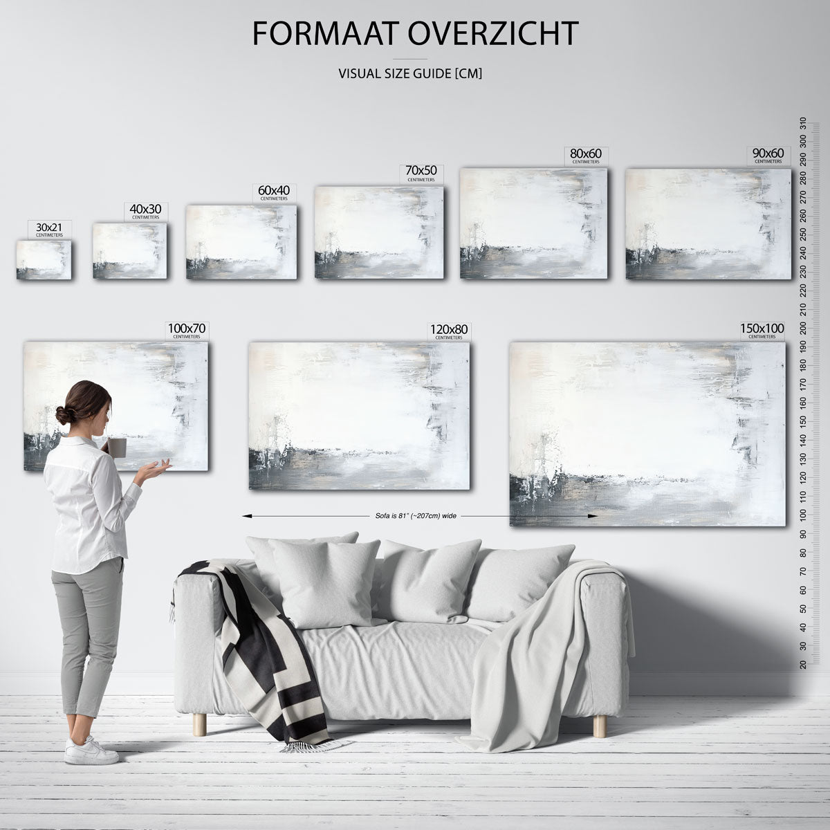 Abstracte grijze en witte Poster