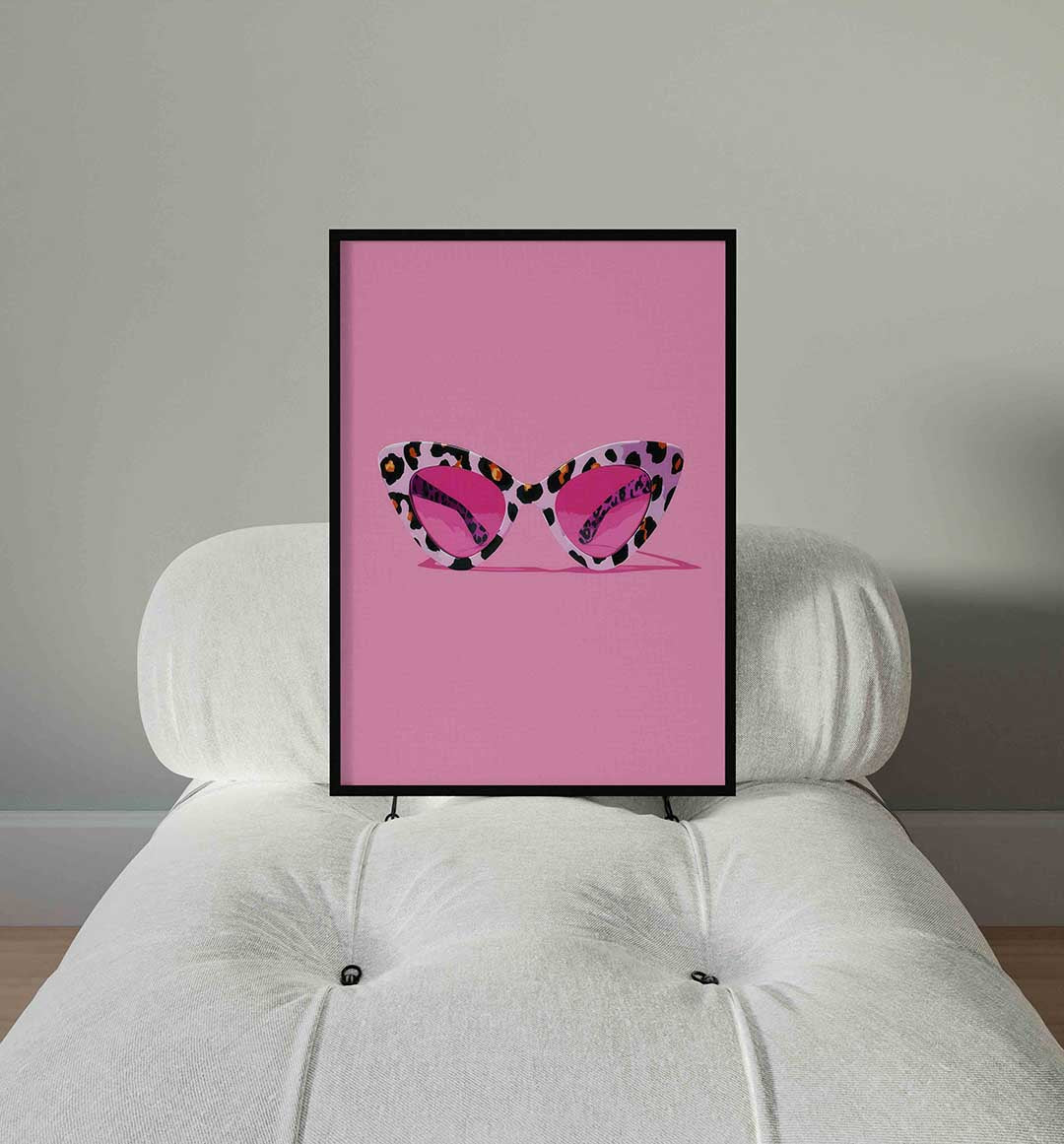 Zonnebril met luipaardprint Poster