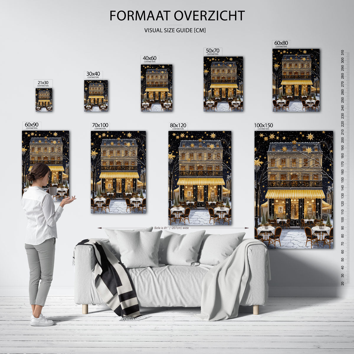Parijs café in de sneeuw Poster