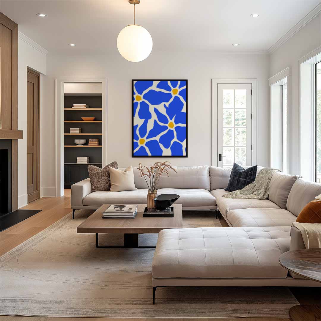 Bloemenpracht in Blauw Kunstwerk-canvas-dibond-plexiglas-wanddecoratie-WallArtistic