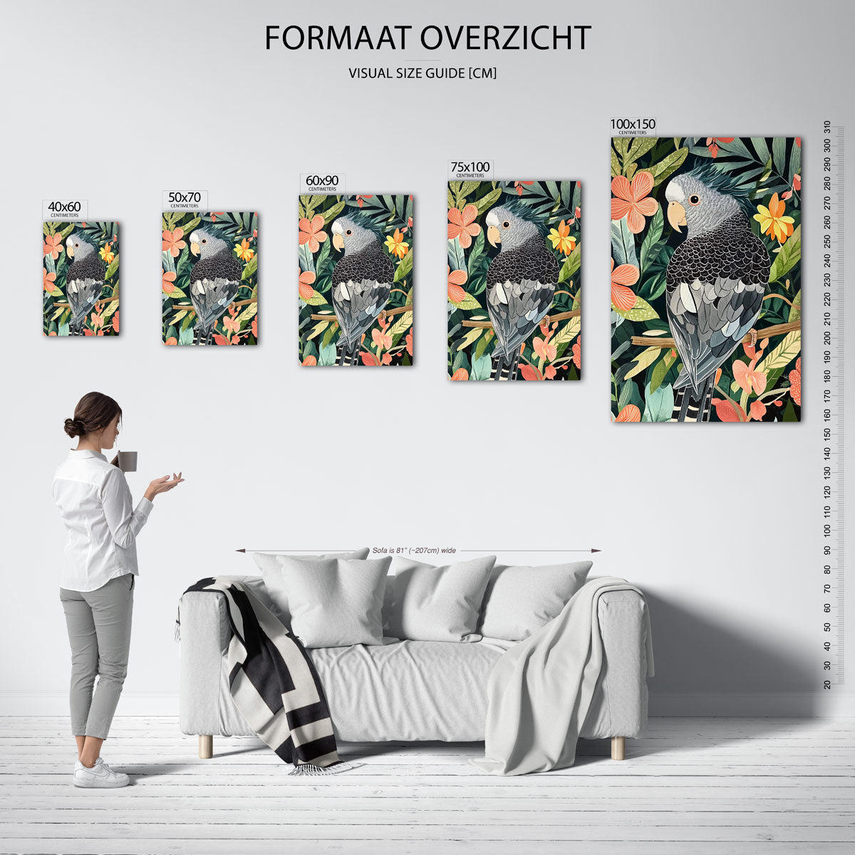 Vogel en bloemen Kunstwerk