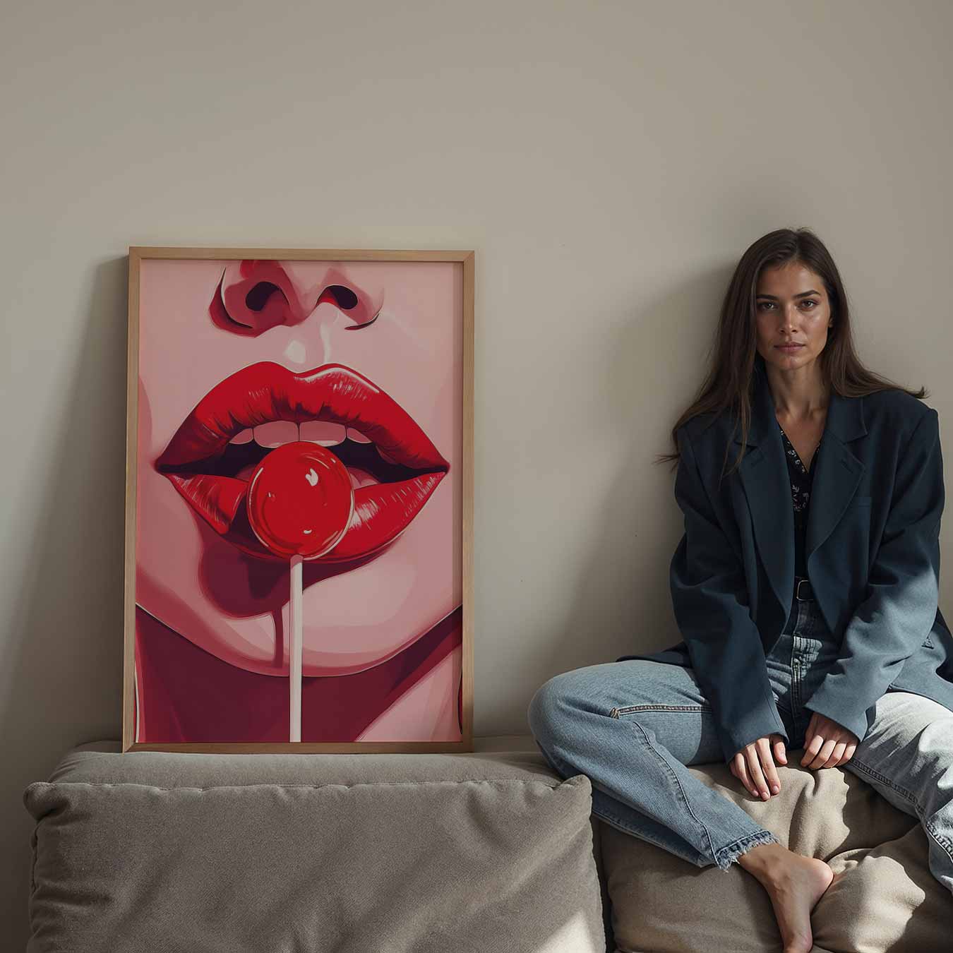 Verleidelijke Rode Lippen Poster-WallArtistic